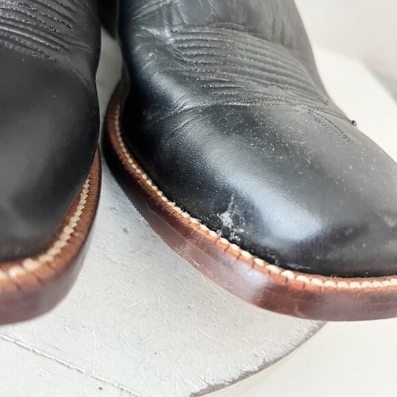 Rod Patrick Mens Cowboy Boots Size 13C Black Calf Leather Western Blunt Toe EUC - Picture 7 of 13